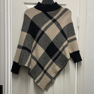 SHEIN Plaid Black and Tan Poncho